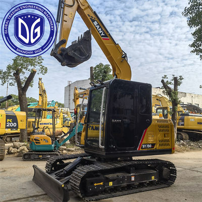 Sany SY75C 7.5Ton использованный экскаватор с передовой системой охлаждения