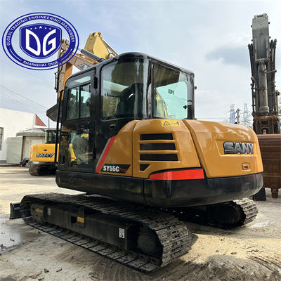 Sany Sy55C Использованный экскаватор массой 5,5 тонны с системой быстрого запуска двигателя и ярким экраном